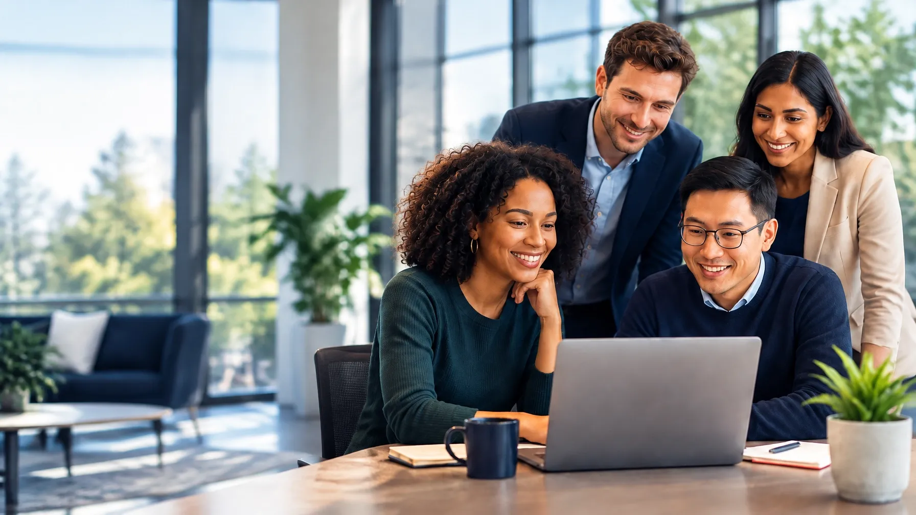 Business professionals reviewing candidate information together